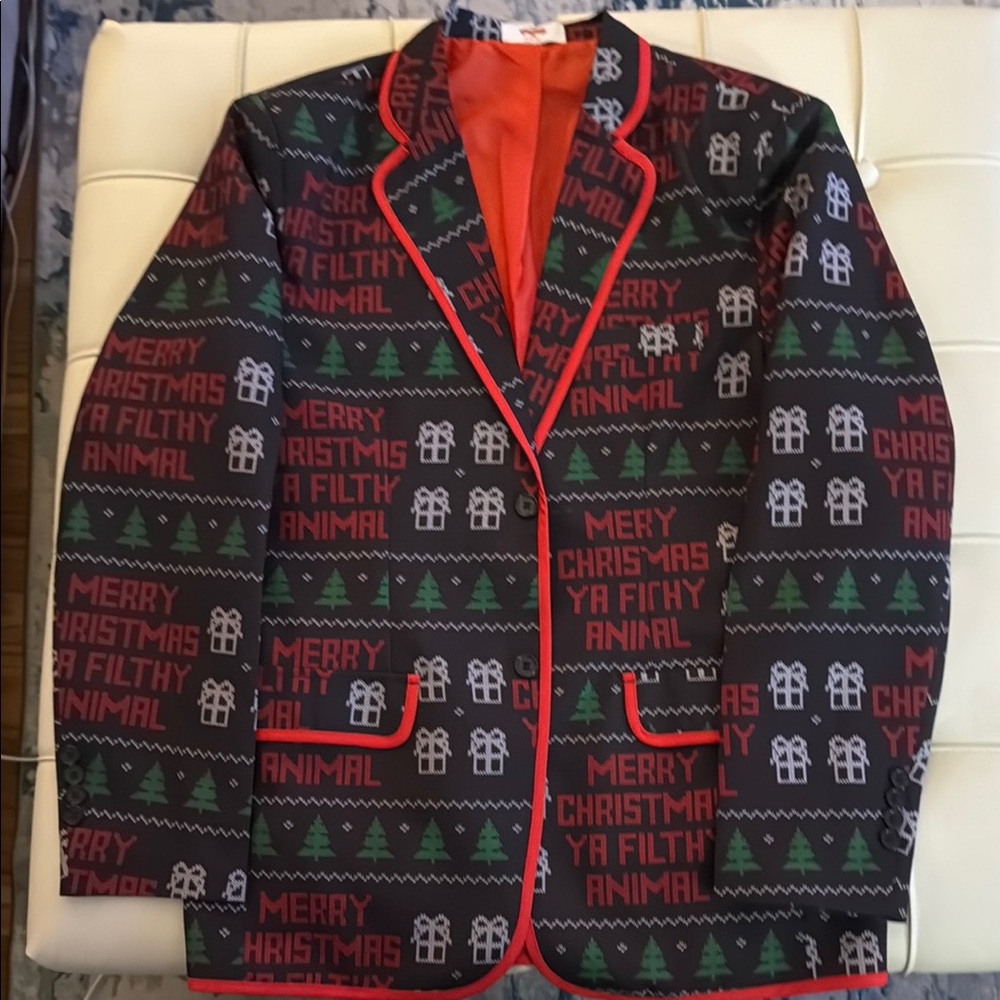 Festive Christmas Blazer with Red Trim